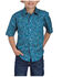 Image #1 - Roper Boys' Paisley Print Short Sleeve Snap Western Shirt, Blue, hi-res