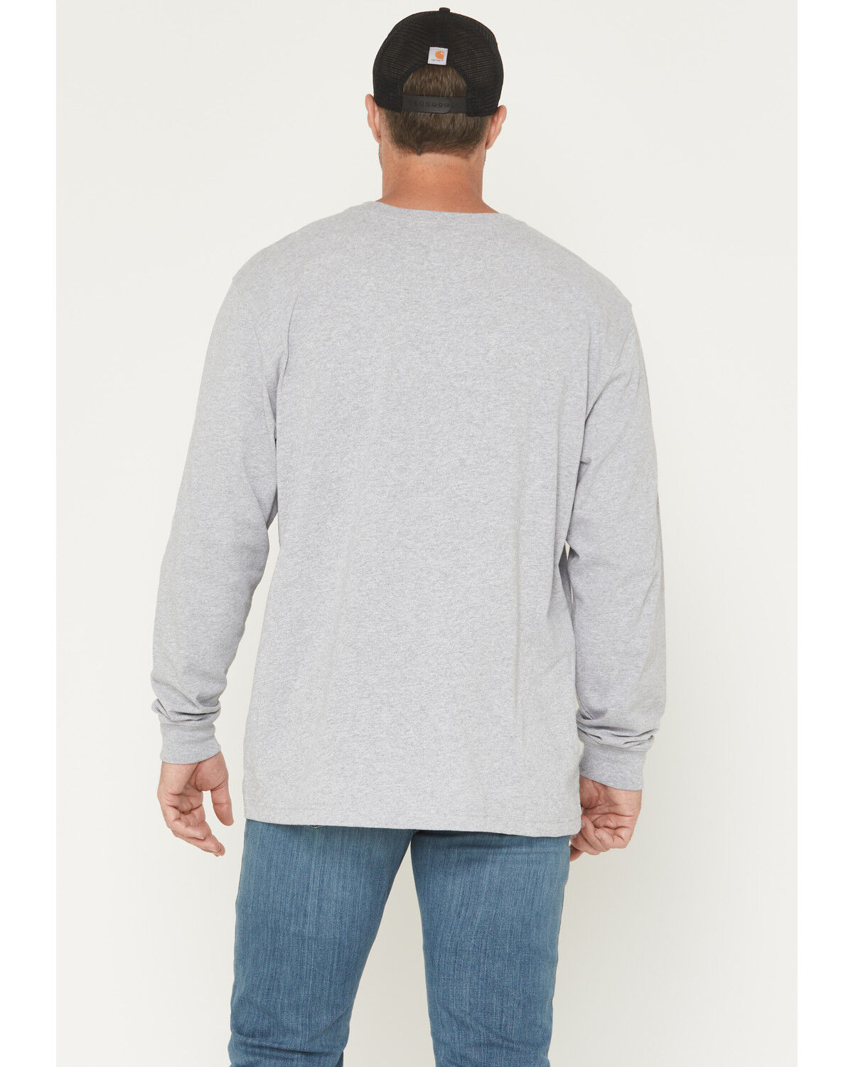 Image #4 - Carhartt Men's Logo Loose Fit Heavyweight Long Sleeve Graphic T-Shirt, Heather Grey, hi-res