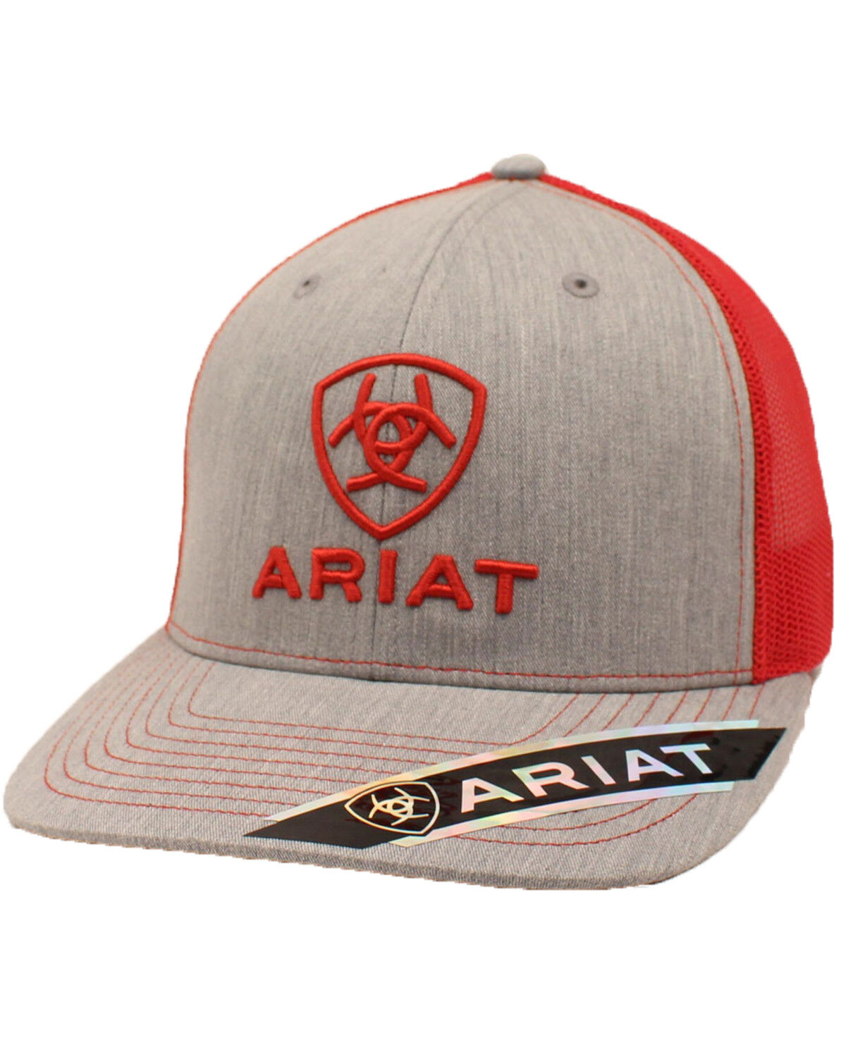 Image #1 - Ariat Men's Classic Logo Ball Cap, Grey, hi-res