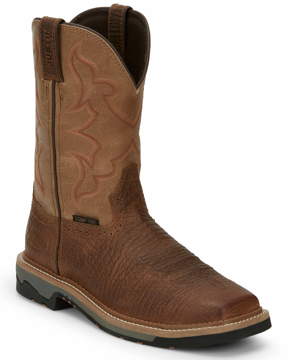 Justin Men's Boot Barn Exclusive Carbide Western Work Boots - Composite Toe, Brown, hi-res