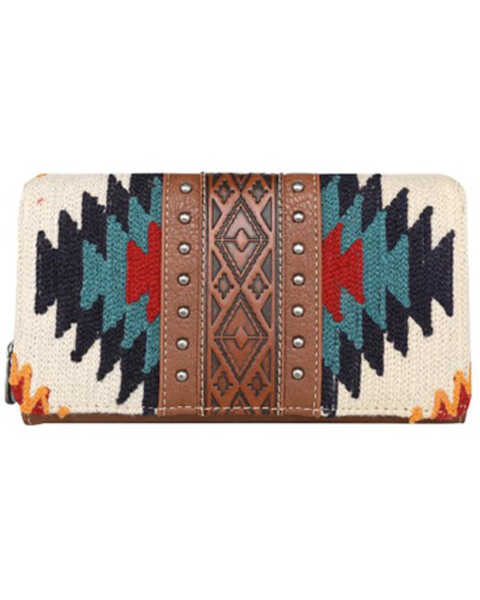 Montana West Women's Southwestern Tapestry Wallet , Brown, hi-res