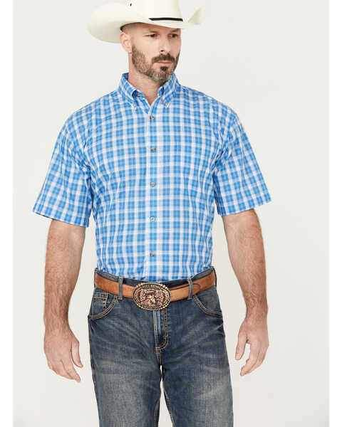 Wrangler Men's Assorted Riata Plaid Print Short Sleeve Button-Down Western Shirt, Multi, hi-res