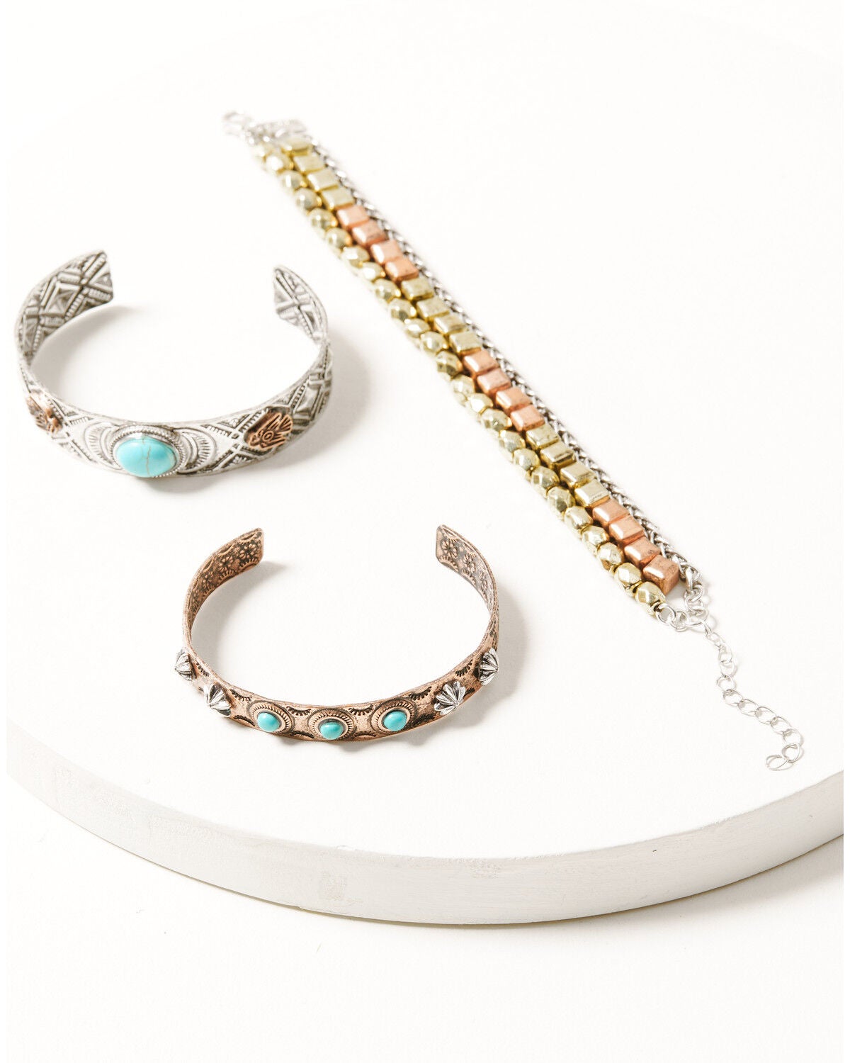 Shyanne Women's Cactus Rose Mixed Metal Bracelet Set - 3 Piece, Rust Copper, hi-res
