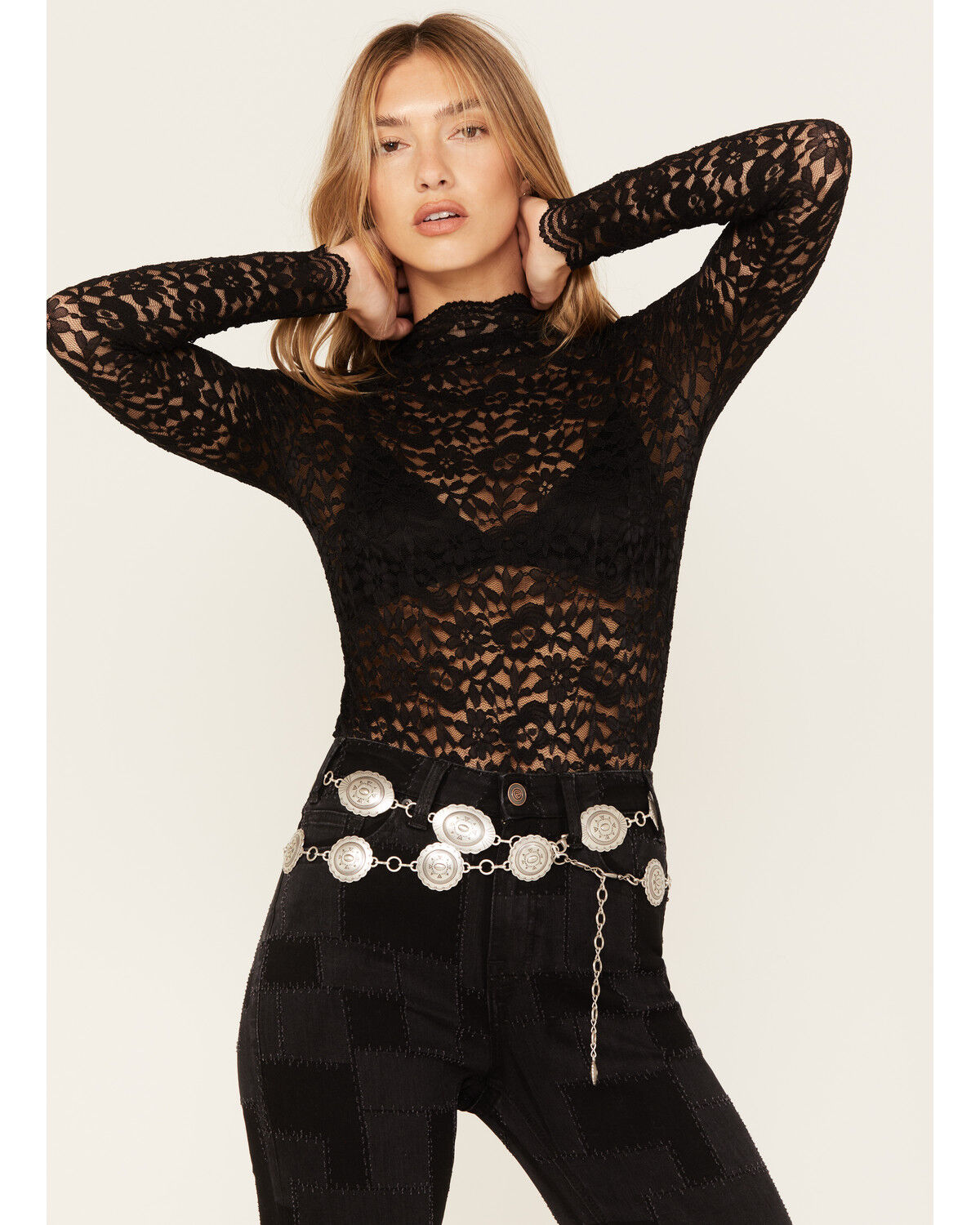 Image #1 - Molly Bracken Women's Floral Lace Long Sleeve Top, , hi-res