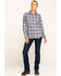 Image #6 - Ariat Women's Boot Barn Exclusive FR Abigail Plaid Print Long Sleeve Work Shirt , Purple, hi-res
