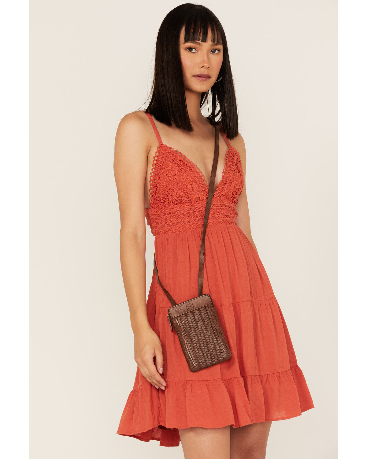 Image #1 - Cleo + Wolf Women's Basketweave Leather Crossbody Bag, Brown, hi-res