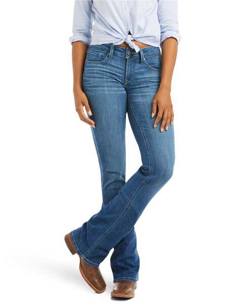 Image #1 - Ariat Women's R.E.A.L Mid Rise Patricia Stretch Main Bootcut Jeans , Blue, hi-res