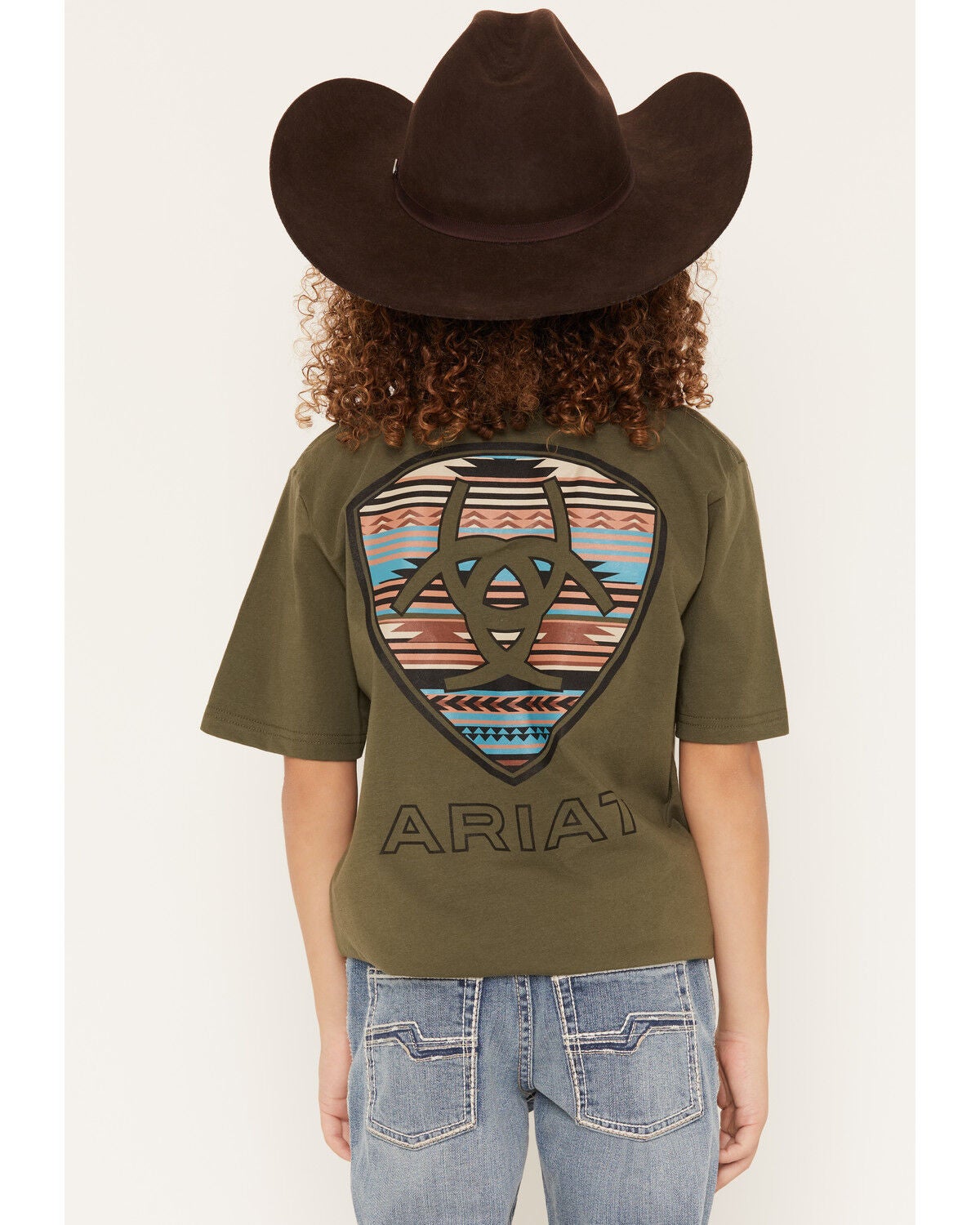 Ariat Boys' Serape Shield Short Sleeve Graphic T-Shirt, Green, hi-res