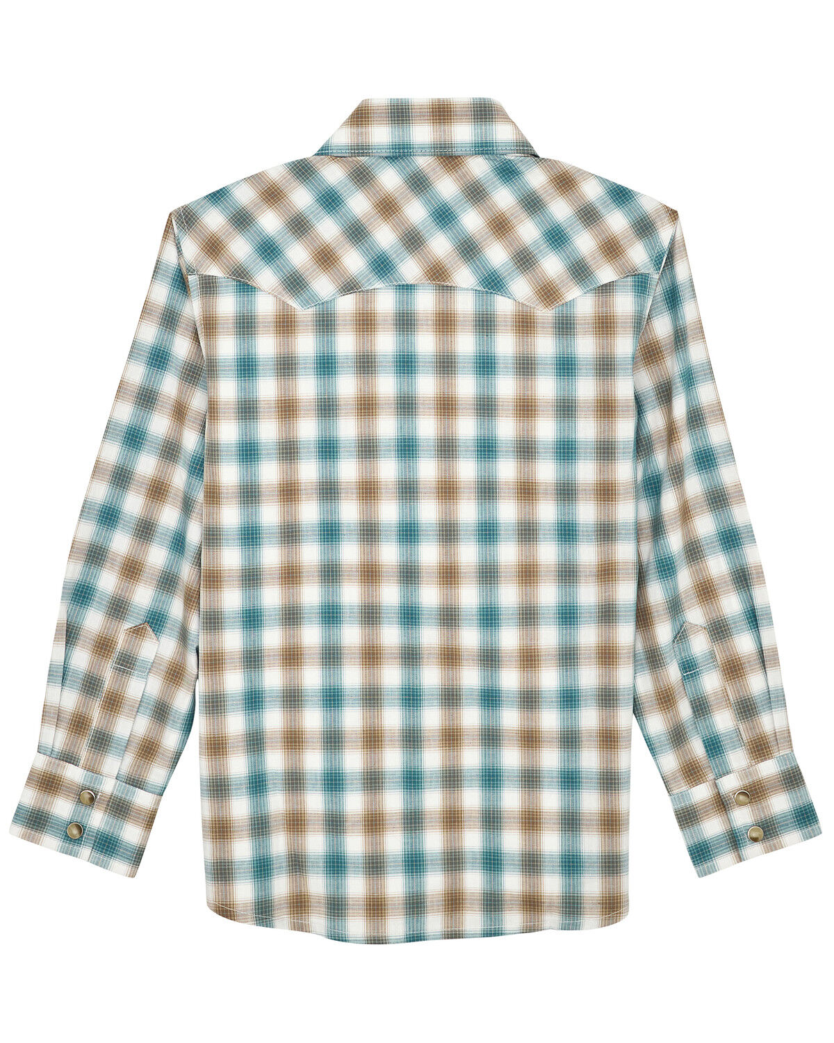 Image #2 - Wrangler Retro Boys' Plaid Print Long Sleeve Snap Western Shirt, Cream, hi-res