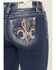 Image #2 - Miss Me Women's Dark Wash Americana Fleur de Lis Bootcut Stretch Denim Jeans, Dark Wash, hi-res