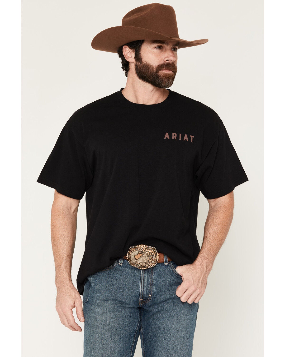 Image #1 - Ariat Men's Bison Legend Short Sleeve Boxy Graphic T-Shirt, Black, hi-res
