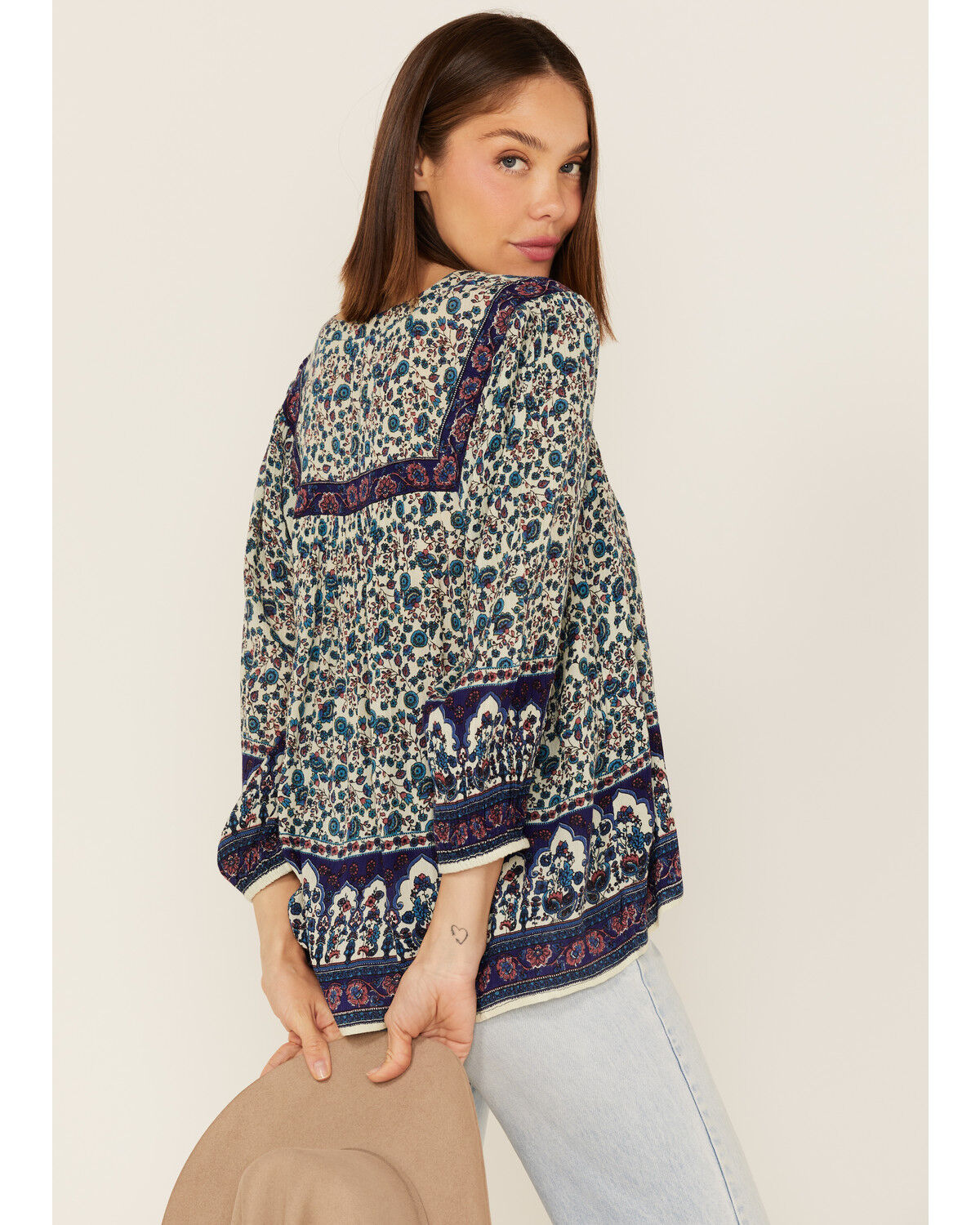Image #4 - Bila Women's Floral Print Long Sleeve Shirt, Blue, hi-res