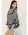 Bila Women's Floral Print Long Sleeve Shirt, Blue, hi-res