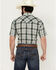 Image #4 - Ely Walker Men's Dobby Plaid Print Short Sleeve Snap Western Shirt , Green, hi-res