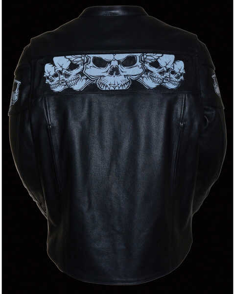 Image #2 - Milwaukee Leather Men's Reflective Skull Crossover Scooter Jacket - 5X, Black, hi-res