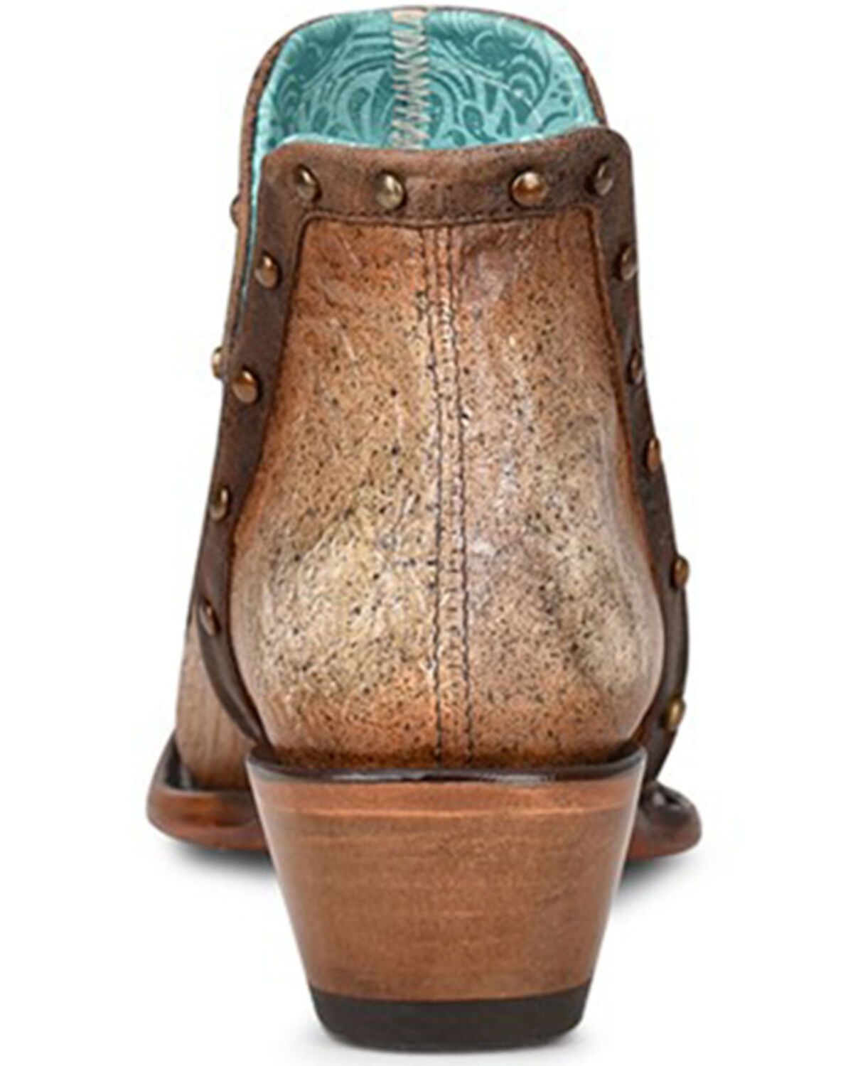 Image #4 - Corral Women's Overlay and Studded Fashion Booties - Round Toe, Tan, hi-res