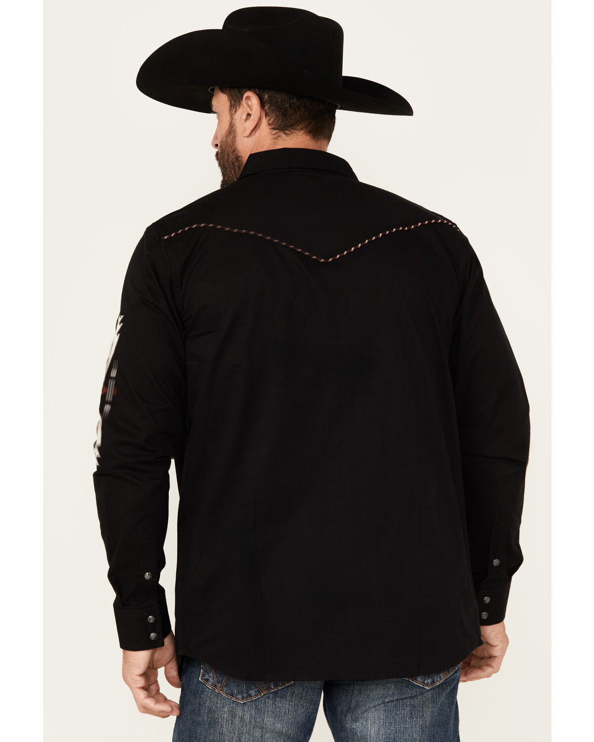 Image #4 - Moonshine Spirit Men's Trail Blazer Long Sleeve Snap Western Shirt, Black, hi-res