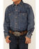 Stetson Boys' Medium Wash Denim Long Sleeve Snap Western Shirt , Blue, hi-res
