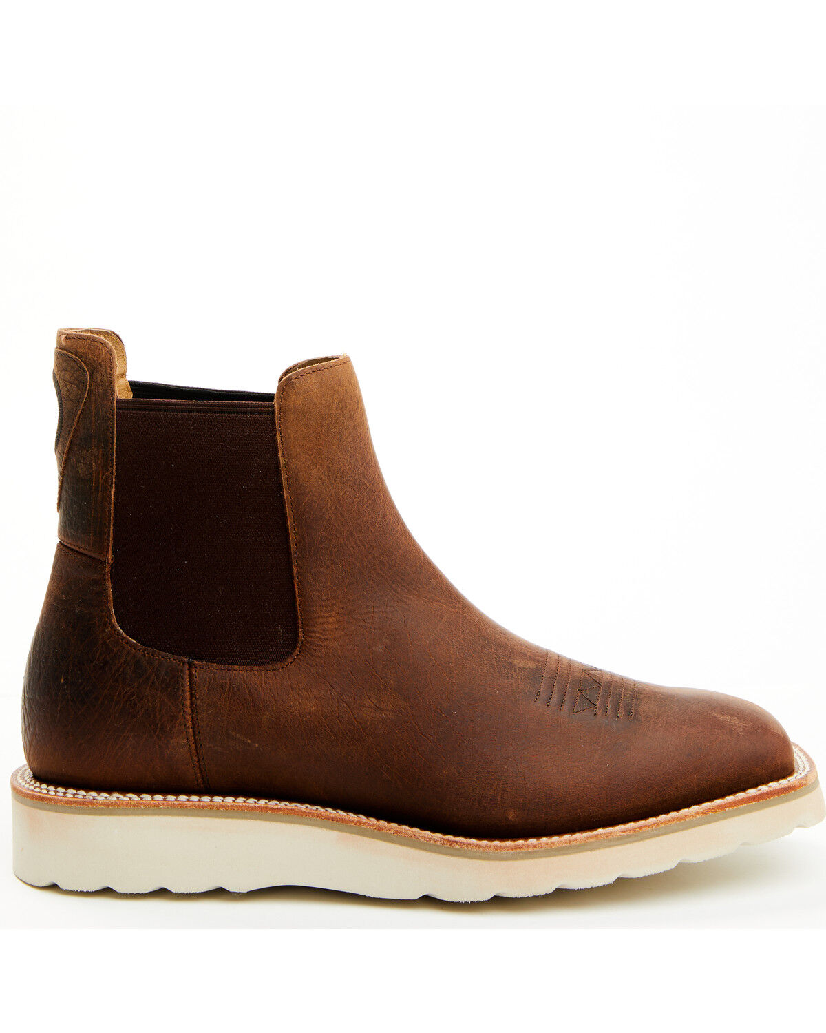 Image #2 - Horse Power Men's Distressed Chelsea Boots - Square Toe, Brown, hi-res