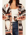 Image #3 - Shyanne Women's Southwestern Print Cardigan, Chocolate, hi-res
