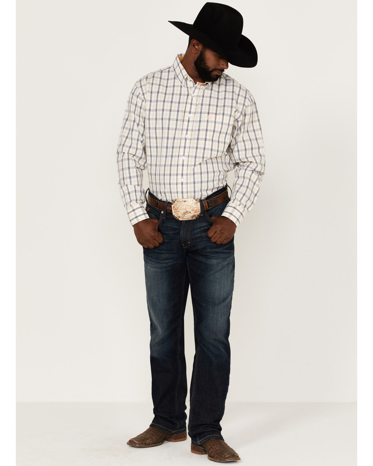 Image #2 - Panhandle Select Men's Plaid Print Long Sleeve Button Down Western Shirt, , hi-res