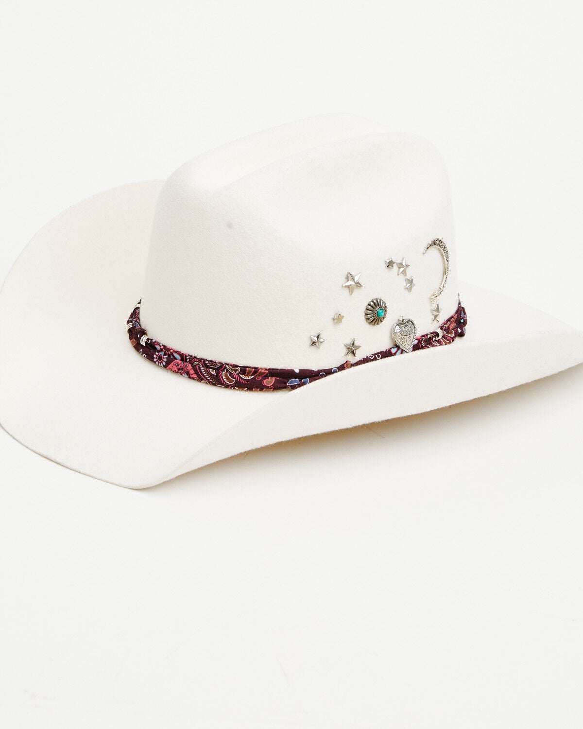 Image #1 - Shyanne Women's Corded Bandana Felt Cowboy Hat, White, hi-res