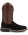 Image #2 - Justin Men's Alamo Roughout Western Boots - Broad Square Toe , Black, hi-res