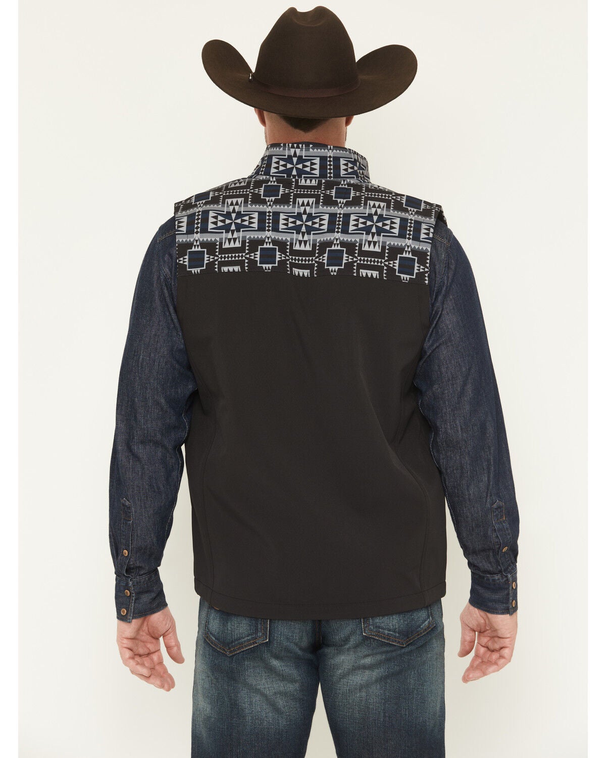 Image #4 - RANK 45&reg; Men's Cheneka Colorblock Southwestern Softshell Vest - Tall, Black, hi-res