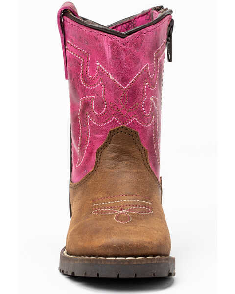 Image #4 - Shyanne Infant Girls' Top Western Boots - Round Toe, Brown/pink, hi-res