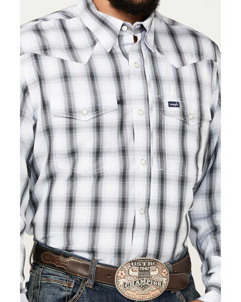 Image #3 - Wrangler Men's Plaid Print Long Sleeve Snap Western Performance Shirt, White, hi-res