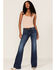 Image #3 - 7 For All Mankind Women's Dark Wash Mid Rise Dojo Trouser Flare Jeans, Blue, hi-res