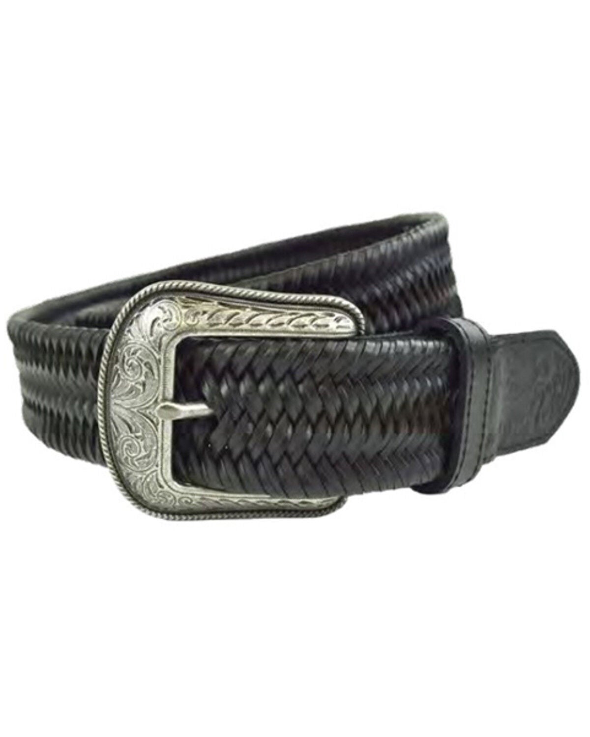 Image #1 - Wrangler Men's Black Stretch Braid Leather Belt, , hi-res