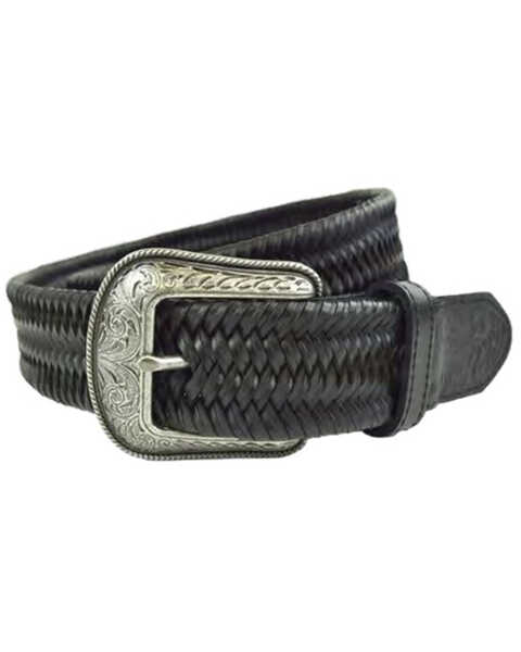 Wrangler Men's Black Stretch Braid Leather Belt, Black, hi-res