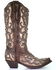Corral Women's Metallic Inlay Western Boots - Snip Toe, Brown, hi-res