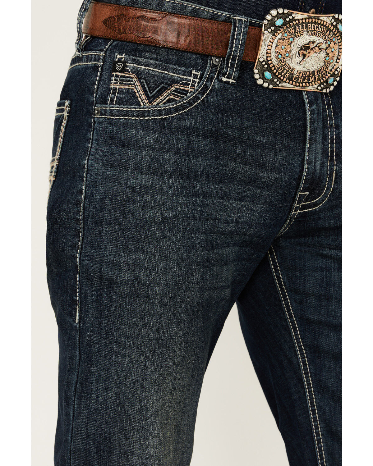Image #2 - Rock & Roll Denim Men's Double Barrel Medium Wash Relaxed Bootcut Stretch Denim Jeans, Medium Wash, hi-res