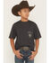 Image #2 - Ariat Boys' Logo Bison Flag Short Sleeve Graphic T-Shirt, Charcoal, hi-res