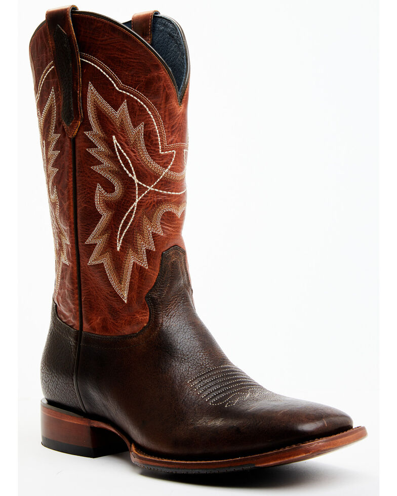 Cody James Men's Cody Blue Utta Dark Brown Performance Leather Western Boots - Broad Square Toe , Orange, hi-res