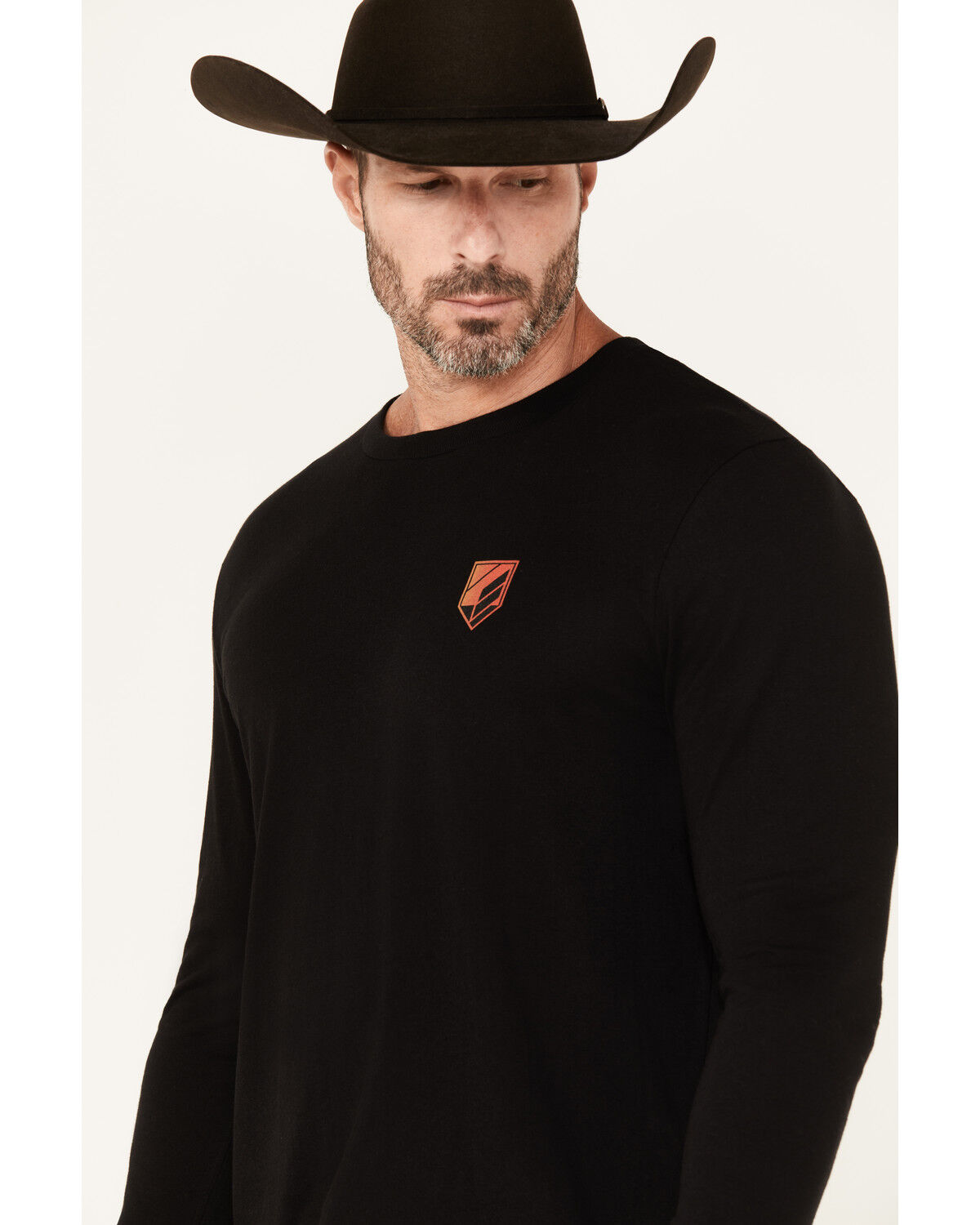 Image #3 - RANK 45® Men's Raw Rodeo Logo Long Sleeve Graphic T-Shirt, Black, hi-res