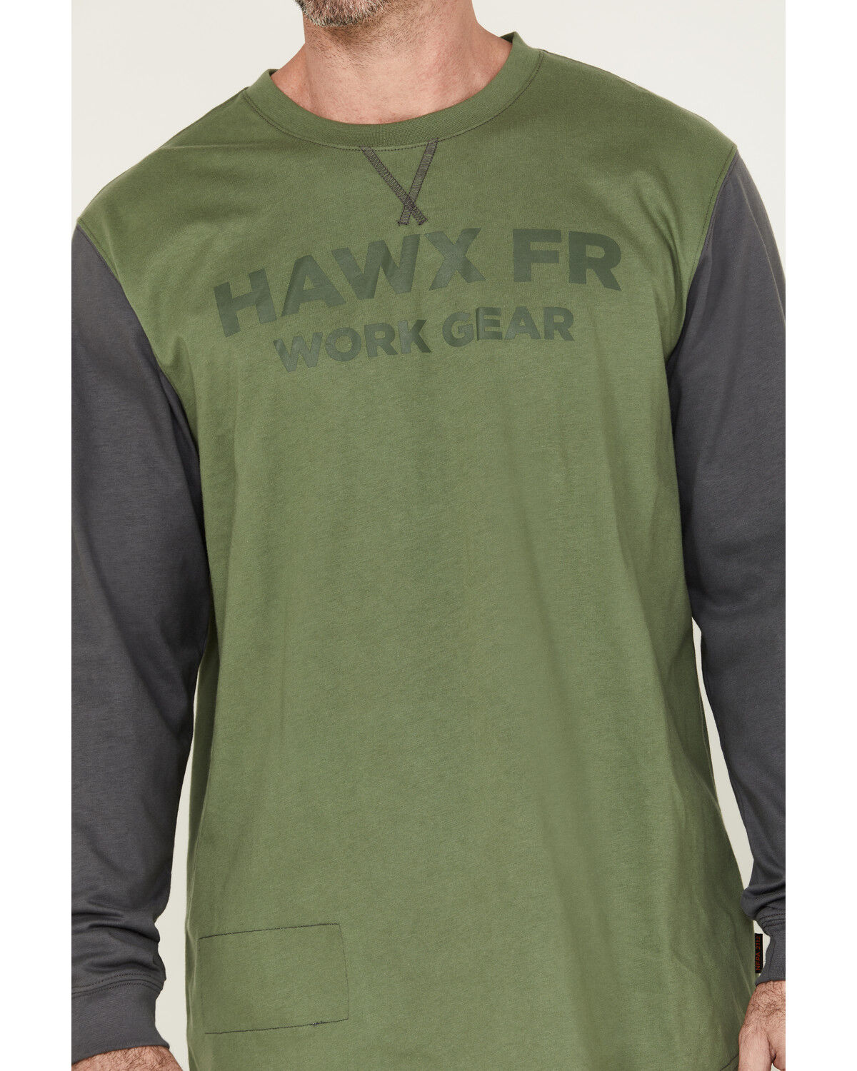 Image #3 - Hawx Men's FR Color Block Long Sleeve Graphic Work T-Shirt, Green, hi-res