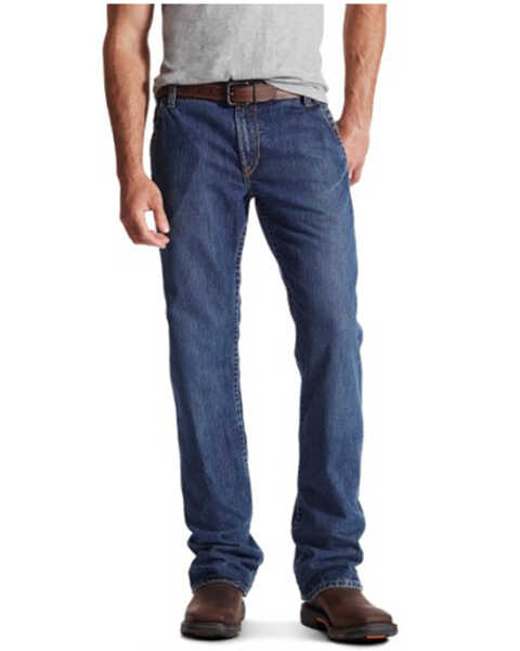 Ariat Men's FR M4 Medium Wash Relaxed Workhorse Bootcut Jeans - Big, Grey, hi-res