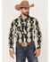 Image #1 - Rock & Roll Denim Men's Vertical Olive Southwestern Print Long Sleeve Snap Western Shirt , Olive, hi-res