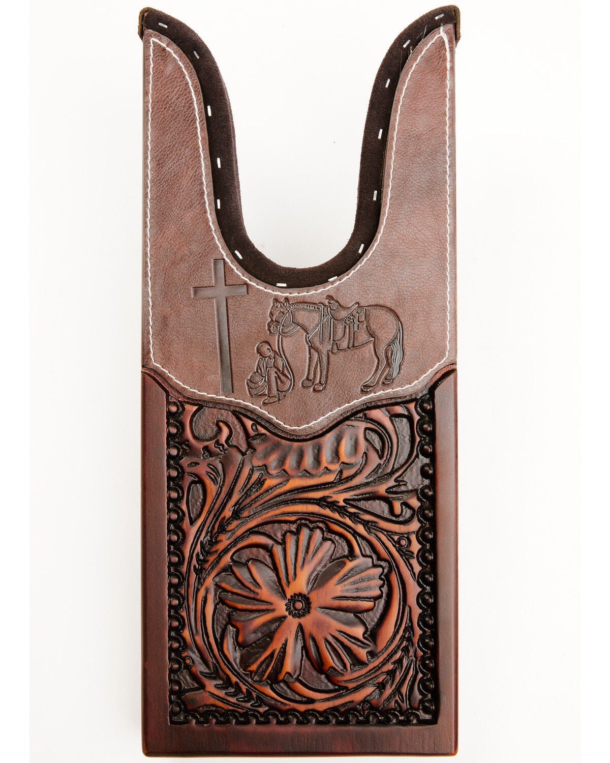 Boot Barn Praying Cowboy Tooled Boot Jack, Black Cherry, hi-res