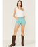 Image #1 - Rolla's Women's High Rise Corduroy Dusters Slim Shorts, Teal, hi-res