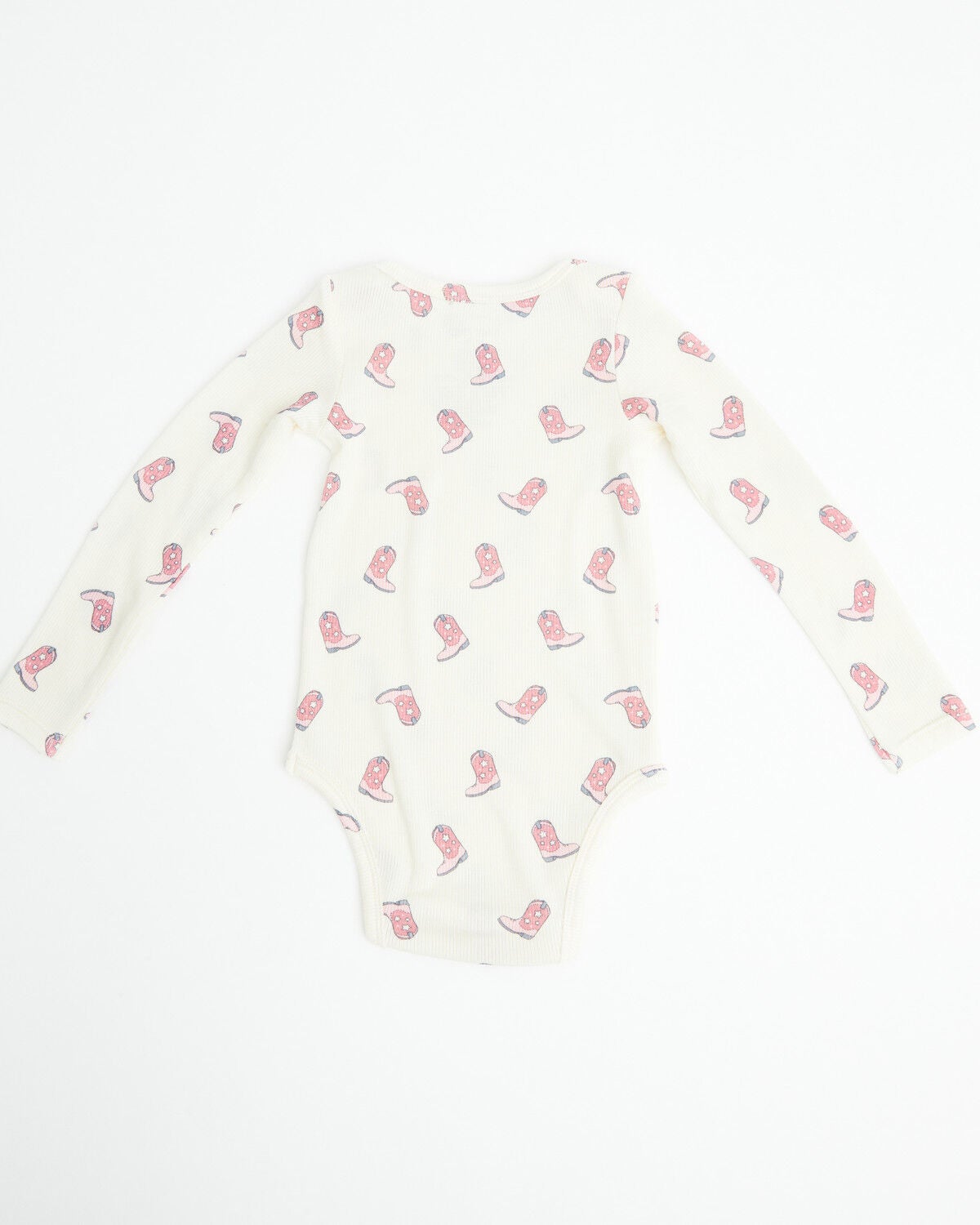 Image #3 - Angel Dear Infant Girls' Cowgirl Boot Long Sleeve Snap Onesie, Ivory, hi-res