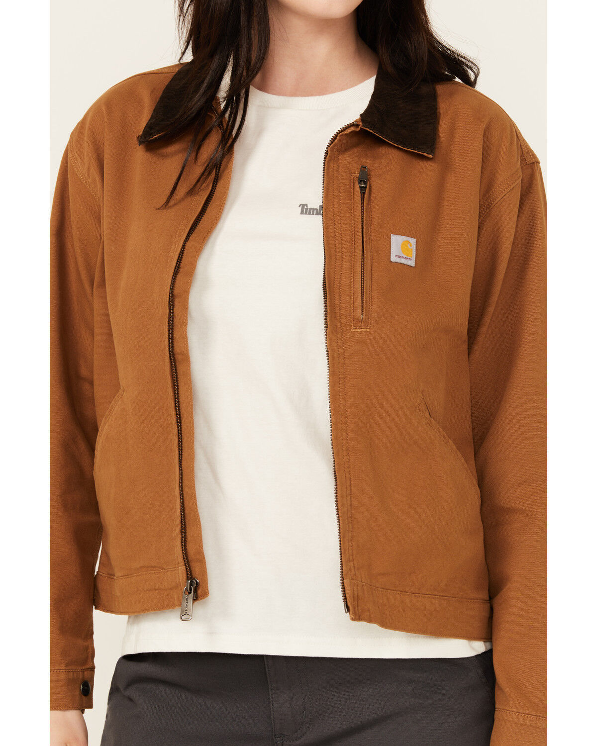 Image #3 - Carhartt Women's Rugged Flex® Loose Fit Canvas Detroit Jacket, Tan, hi-res