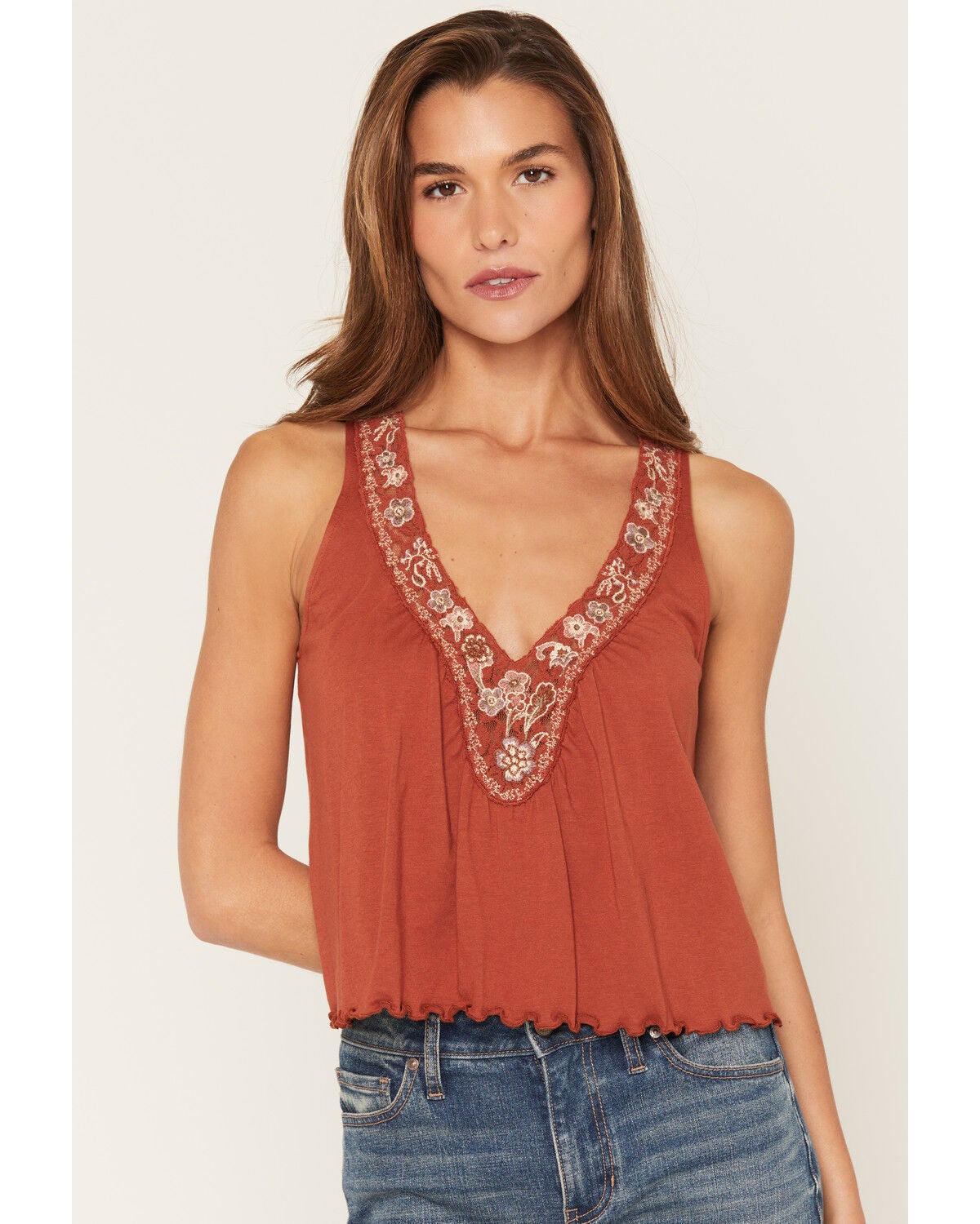 Shyanne Women's Evers Embroidered Cami, Brick Red, hi-res