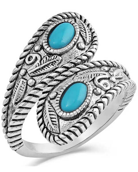 Image #1 - Montana Silversmiths Women's Balancing The Whole World Turquoise Open Ring, Silver, hi-res