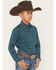Image #2 - Wrangler Boys' Geo Print Long Sleeve Button-Down Western Shirt, Teal, hi-res