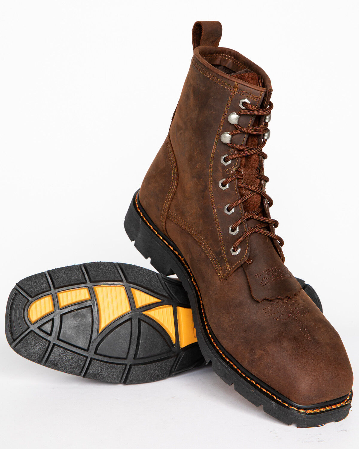 Image #5 - Cody James Men's 8" Mustang Lace-Up Kiltie Waterproof Work Boots - Composite Toe, Brown, hi-res