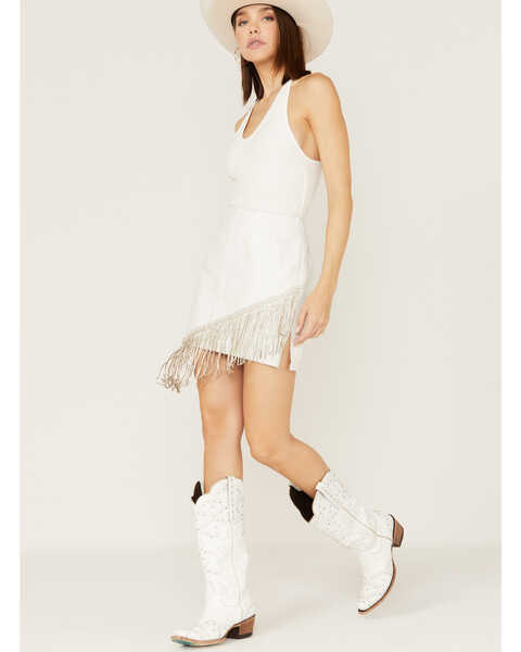 Image #2 - Boot Barn X Double D Women's Exclusive Rhinestone & Fringe Bridal Skirt, White, hi-res
